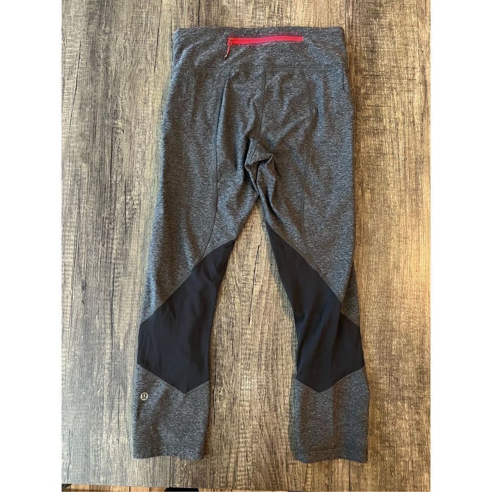 Lululemon Pace Rival Crop Heathered Black Deep Coal Boom Juice Leggings Size 4